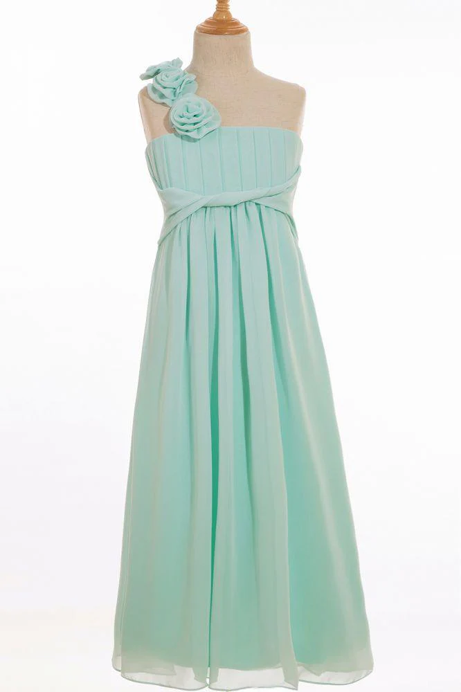 A-line Floor-length One Shoulder Chiffon Bridesmaid Dresses - Image 2