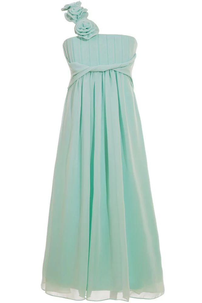 A-line Floor-length One Shoulder Chiffon Bridesmaid Dresses - Image 4
