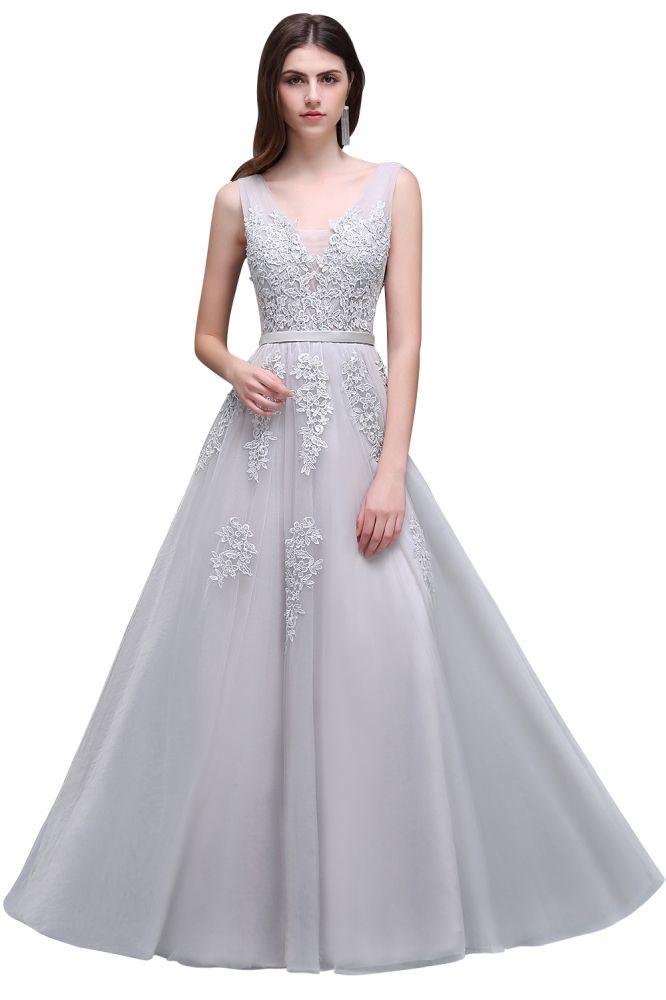 A-line Floor-length Tulle Bridesmaid Dress with Appliques - Image 12