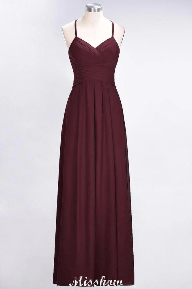 A-Line Halter V-Neck Sleeveless Bridesmaid Dress Ruffles Evening Swing Dress - Image 17