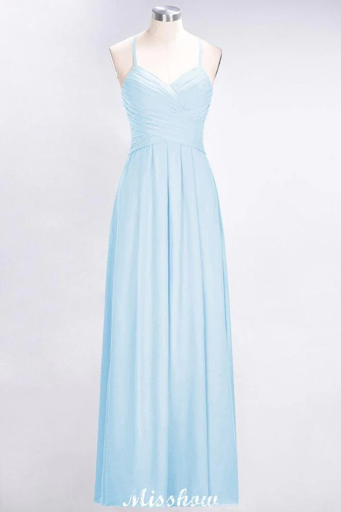 A-Line Halter V-Neck Sleeveless Bridesmaid Dress Ruffles Evening Swing Dress - Image 29
