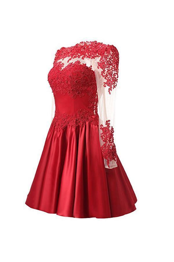 A Line Long Sleeves With Applique Homecoming Dresses - Image 2