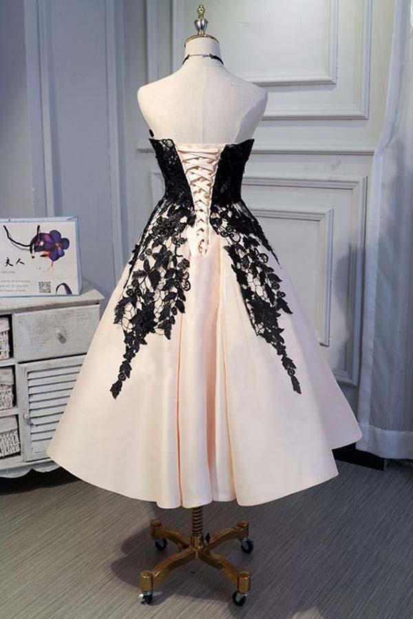 A-line Satin Sweetheart Lace Short Prom Dresses Homecoming dresses - Image 2