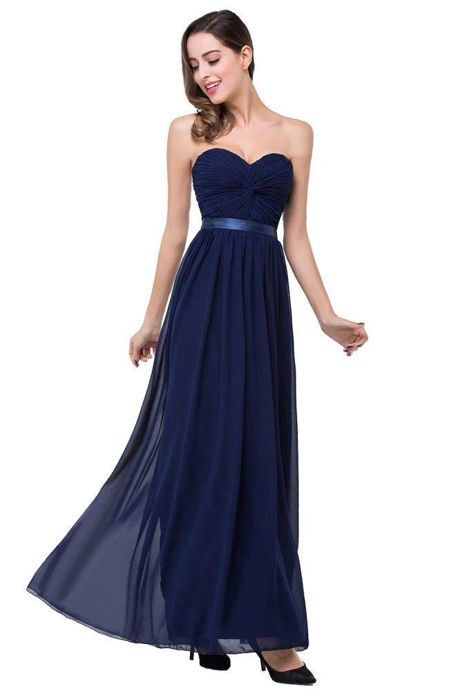 A-line Strapless Chiffon Bridesmaid Dress with Draped - Image 11