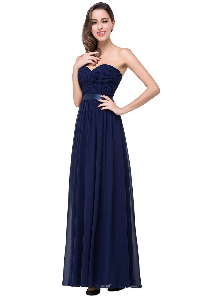 A-line Strapless Chiffon Bridesmaid Dress with Draped - Image 8