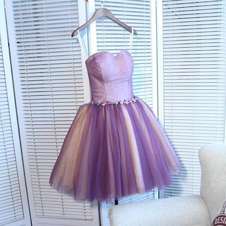 A-line Sweetheart Tulle Pretty Homecoming Dresses Mini Prom Dress - Image 2
