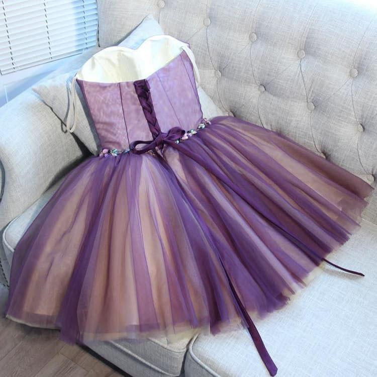 A-line Sweetheart Tulle Pretty Homecoming Dresses Mini Prom Dress - Image 3