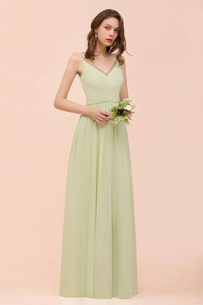 Backless Sage Bridesmaid Dress Floor Length Spring /Summer Maid of honor Dress - Image 2