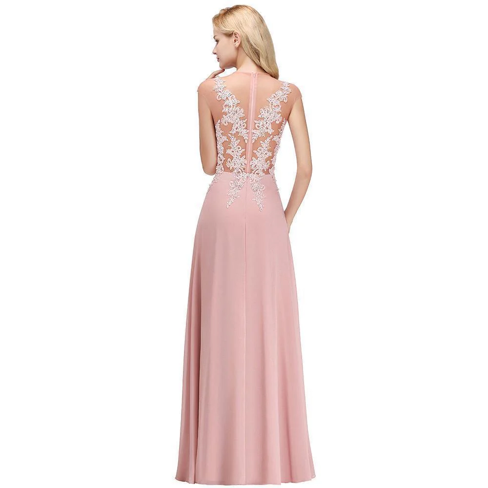 Charming Sleeveless Beadings Aline Evening Maxi Dress Cap Sleeves Bridesmaid Dress - Image 6