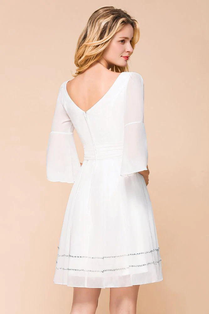 Chiffon Knee Length Simple Daily Casual Dress Beach Bridesmaid Dress - Image 8