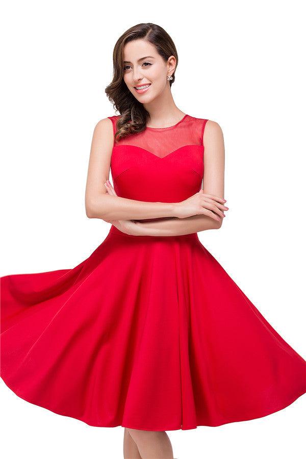 Crew Knee-length A-line Red Bridesmaid Dresses - Image 5