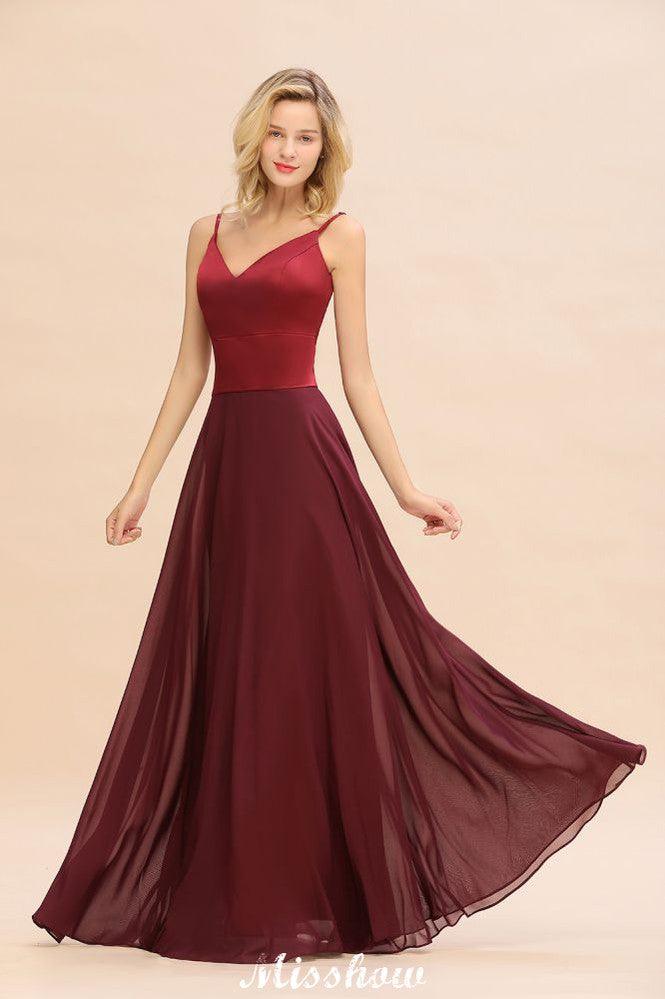 Cross Backless Floor Length Satin Evening Gowns Burgundy Bridesmaid Dress - Image 6
