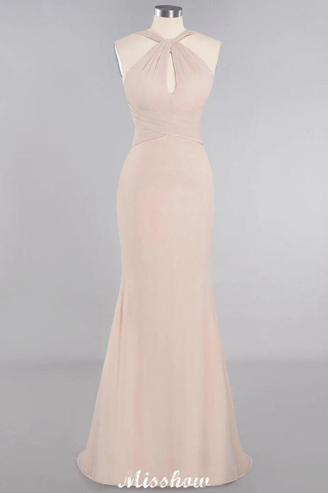 Dreamful Halter Slim Mermaid Bridesmaid Dress Floor Length Party Dress - Image 9