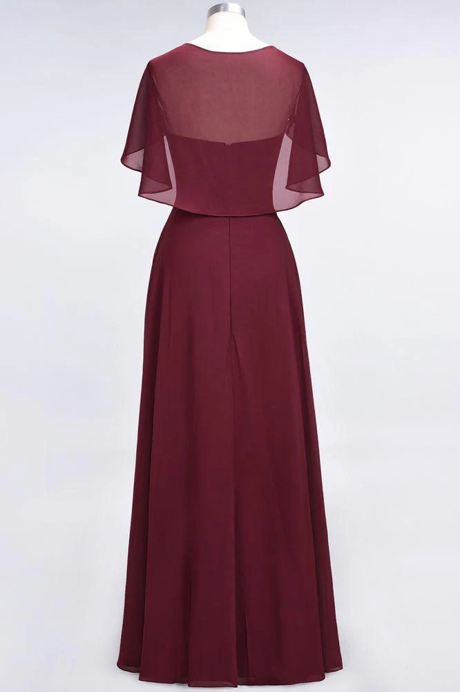 Elegant Satin V-Neck Short Sleeve Princess Bridesmaid Dress Ruffle Chiffon Wedding Guest Dress - Image 3