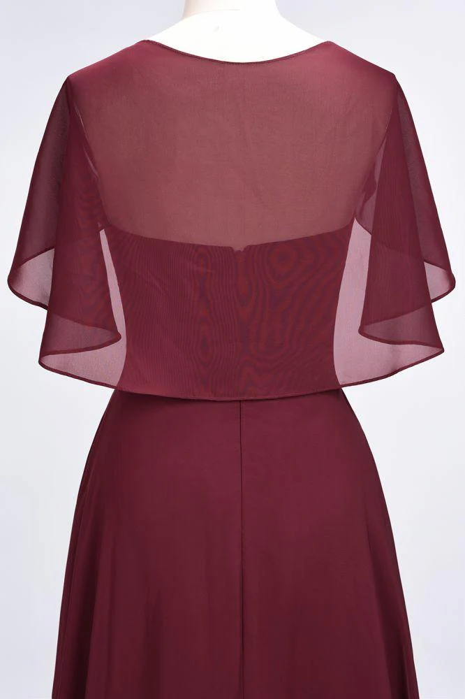 Elegant Satin V-Neck Short Sleeve Princess Bridesmaid Dress Ruffle Chiffon Wedding Guest Dress - Image 6