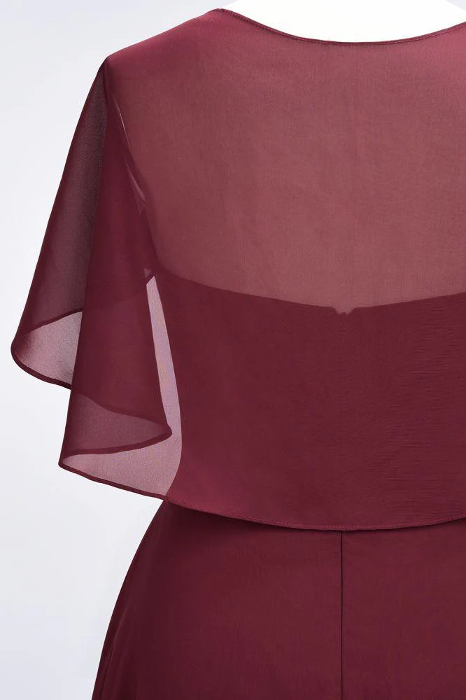 Elegant Satin V-Neck Short Sleeve Princess Bridesmaid Dress Ruffle Chiffon Wedding Guest Dress - Image 7