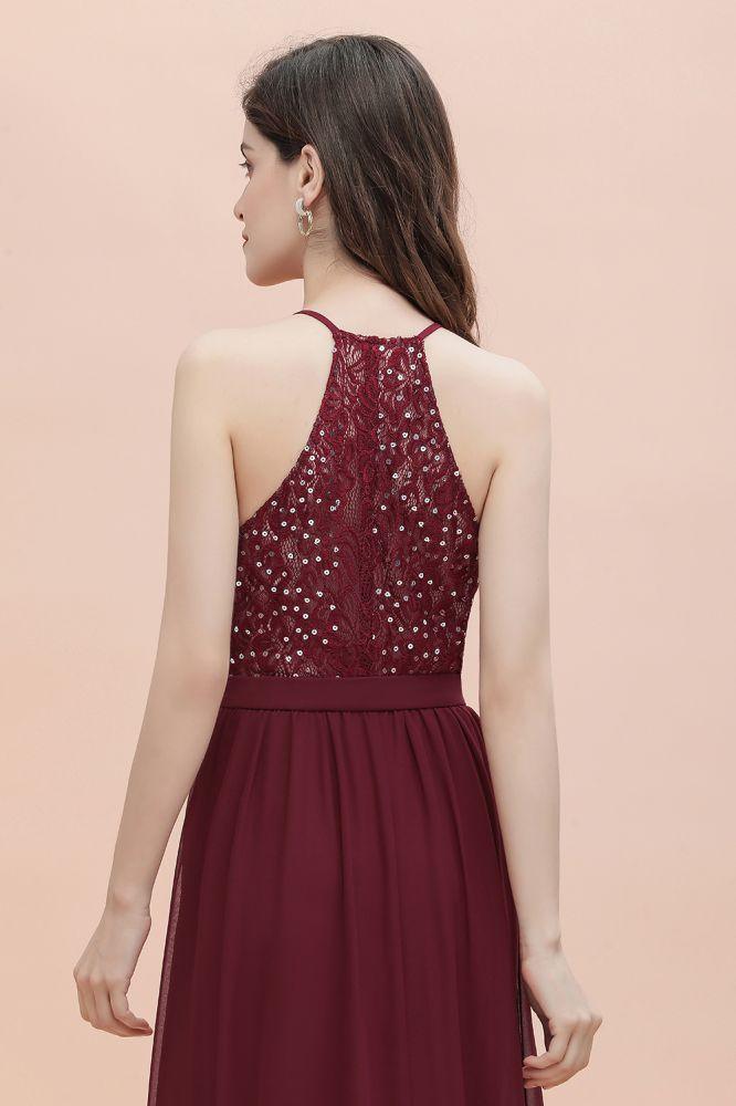 Elegant V-Neck Chiffon Bridesmaid Dress Backless aline Party Dress with Sequins - Image 7