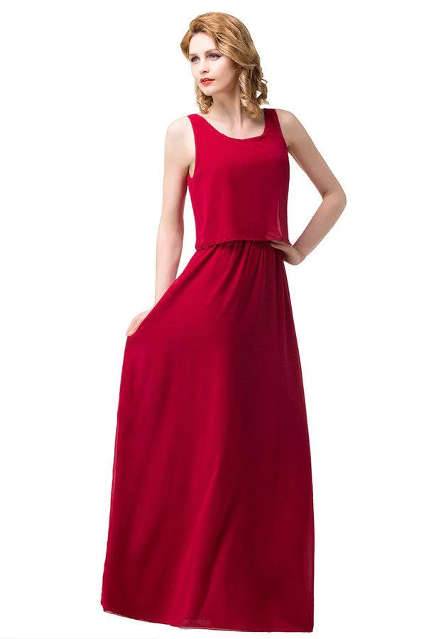 Floor-length A-line Square Chiffon Bridesmaid Dresses - Image 2