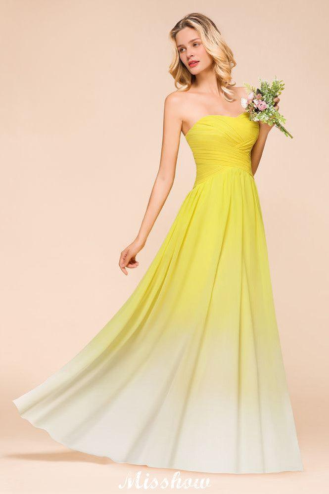 Gradient Sweetheart Floor Length Bridesmaid Dress Chiffon Wedding Party Dress - Image 4