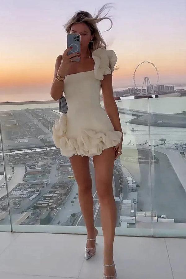 Ruffled Satin Short Party Dress One Shoulder Homecoming Dress - Image 3