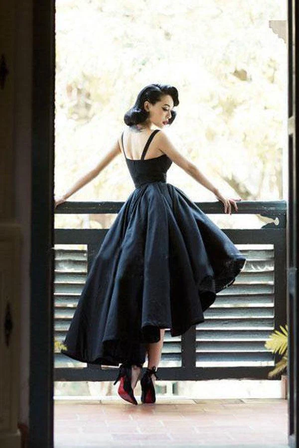 High Low Black Dress Vintage Homecoming Dresses Short Prom Dress - Image 3