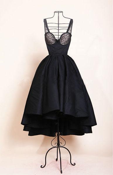 High Low Black Dress Vintage Homecoming Dresses Short Prom Dress - Image 4