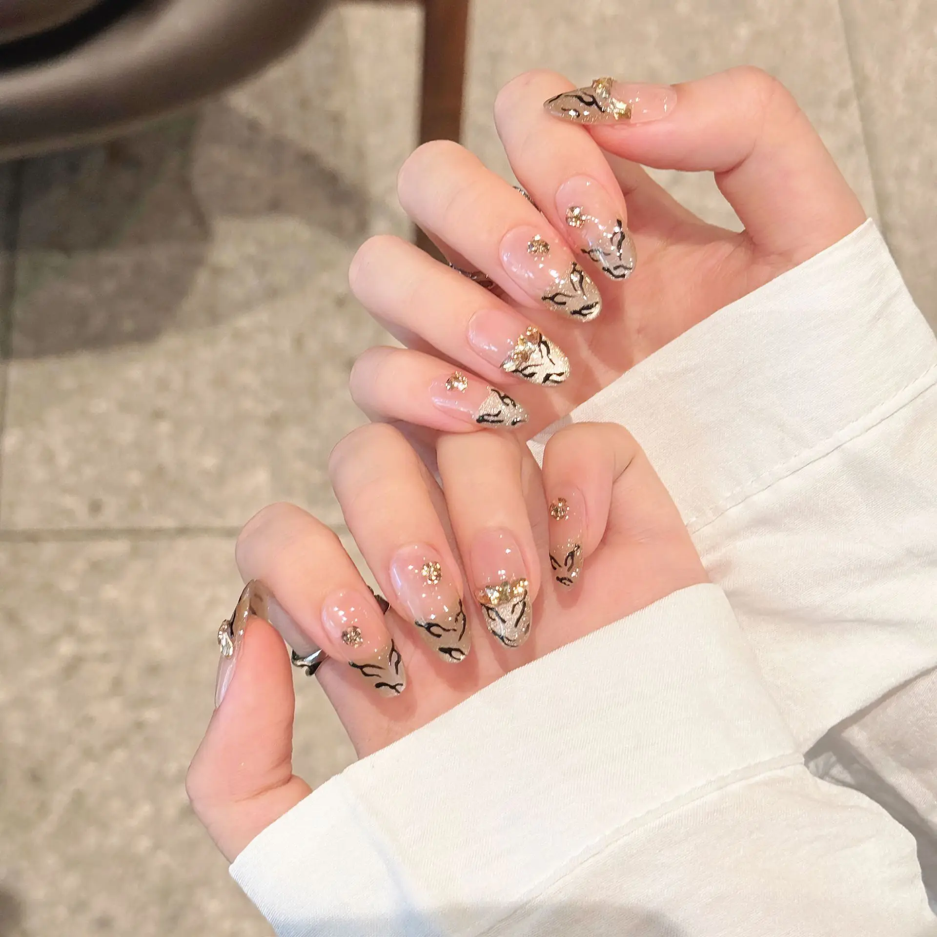 Latest High Quality Long Square Shape Handmade Customizable Full Cover Press on Nails Different Design for Fingers