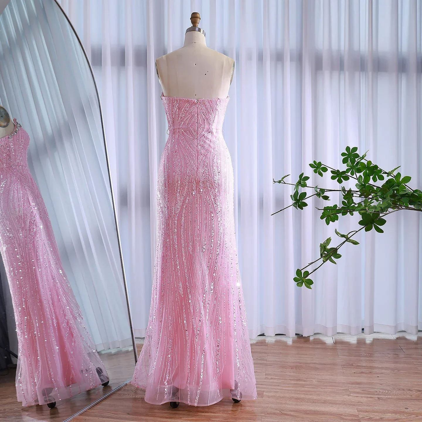Luxury Dubai Pink Bow Evening Dress LA73061A - Image 5