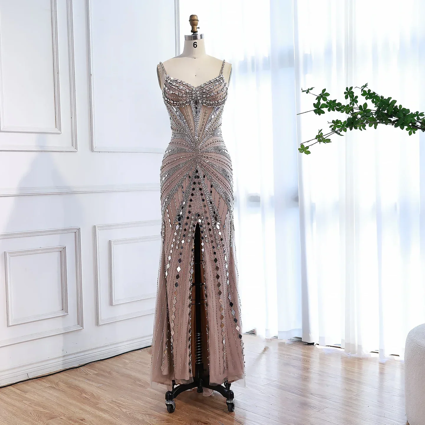 Luxury Nude Corset Beaded Mermaid Prom Dress LA72803A - Image 2