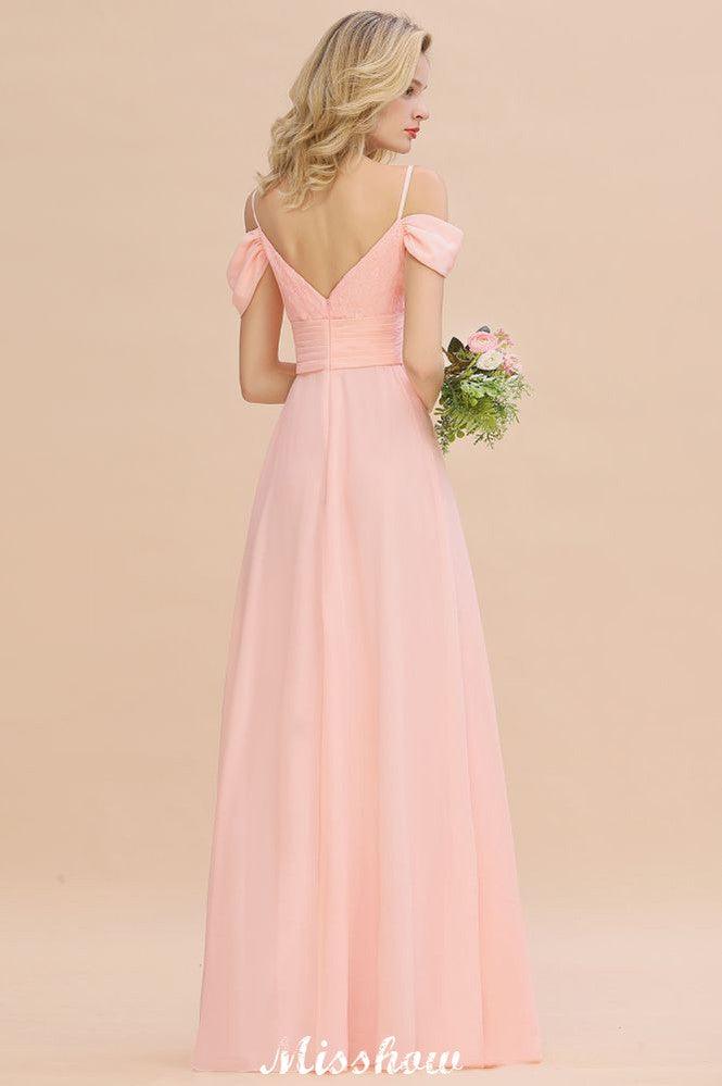 Off Shoulde straps Aline Bridesmaid Dress Chiffon Maid of Honor Dress - Image 3