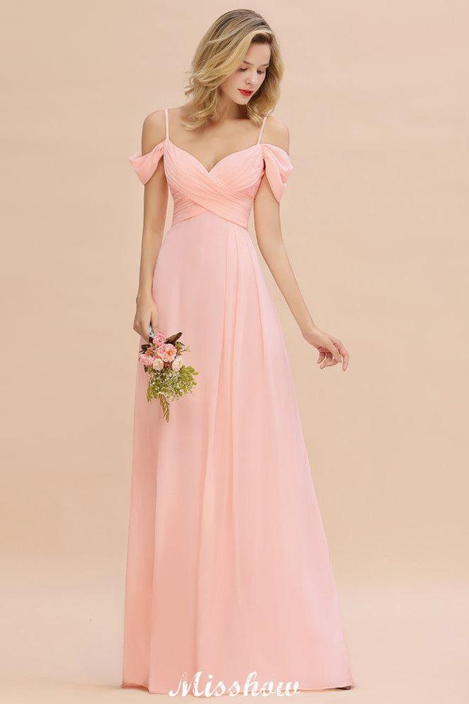 Off Shoulde straps Aline Bridesmaid Dress Chiffon Maid of Honor Dress - Image 4