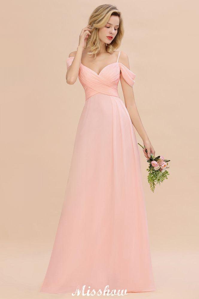 Off Shoulde straps Aline Bridesmaid Dress Chiffon Maid of Honor Dress - Image 5