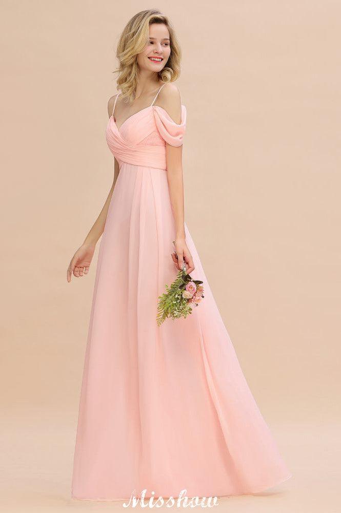 Off Shoulde straps Aline Bridesmaid Dress Chiffon Maid of Honor Dress - Image 6