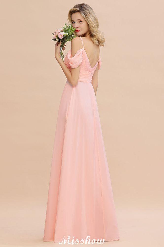 Off Shoulde straps Aline Bridesmaid Dress Chiffon Maid of Honor Dress - Image 7