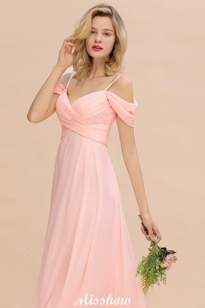 Off Shoulde straps Aline Bridesmaid Dress Chiffon Maid of Honor Dress - Image 8