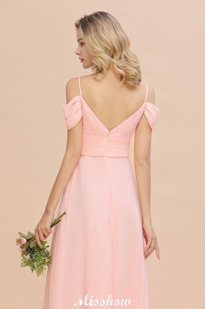 Off Shoulde straps Aline Bridesmaid Dress Chiffon Maid of Honor Dress - Image 9