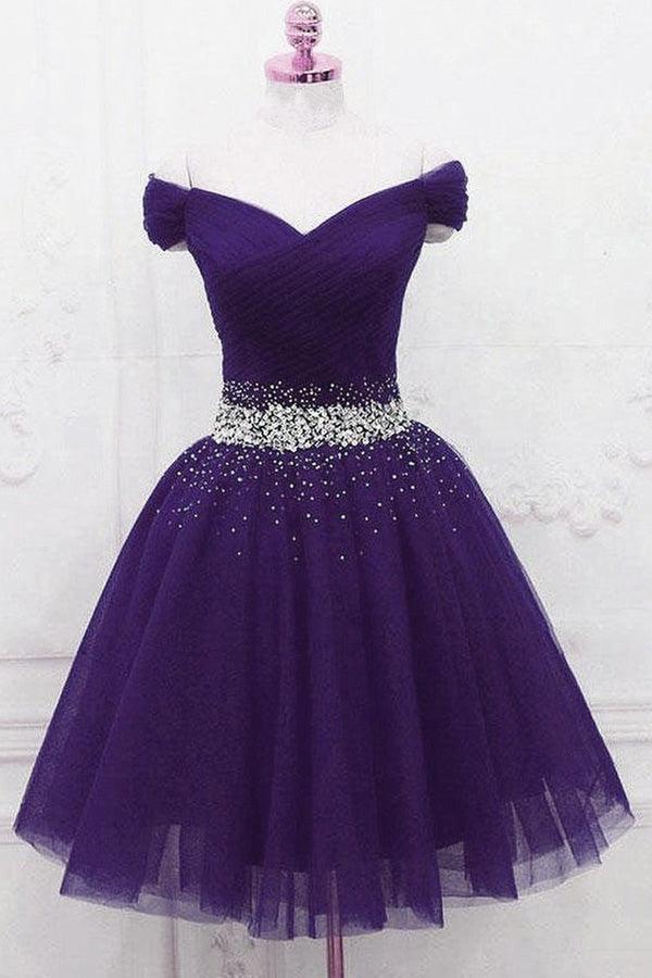 Off The Shoulder Black Homecoming Dress Tulle Short Prom Dress - Image 7