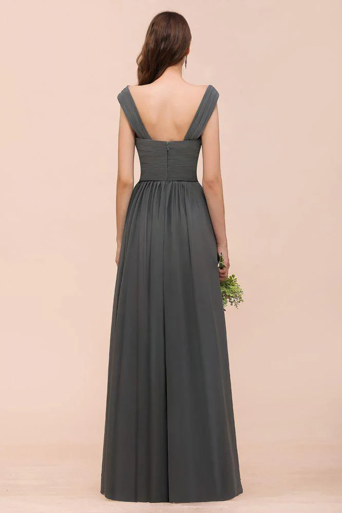 Off the Shoulder Front Side Split Bridesmaid Dress A-line Wedding Guest Dress - Image 2