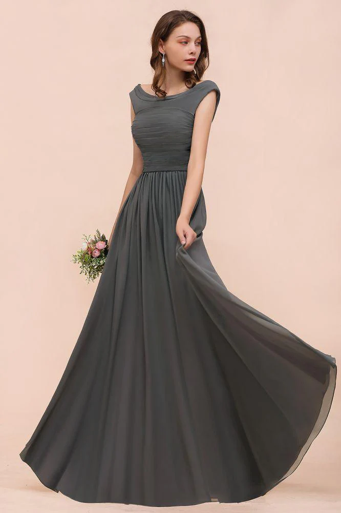 Off the Shoulder Front Side Split Bridesmaid Dress A-line Wedding Guest Dress - Image 3