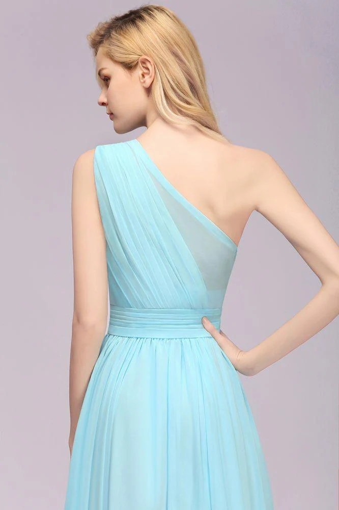 One Shoulder A-line Hi-lo Chiffon Bridesmaid Dresses for Women - Image 7