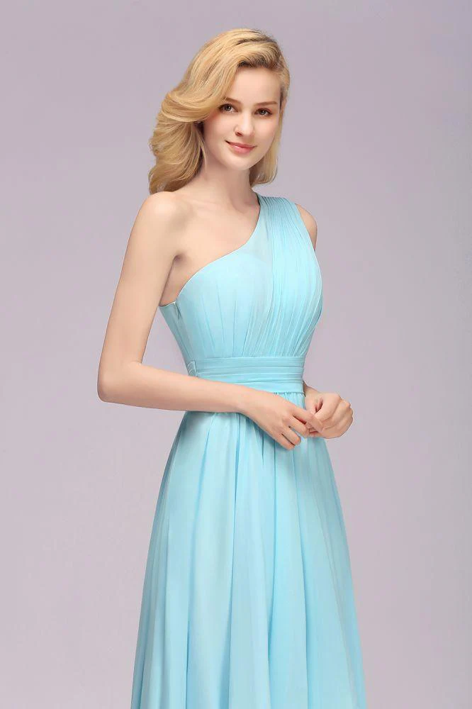 One Shoulder A-line Hi-lo Chiffon Bridesmaid Dresses for Women - Image 8