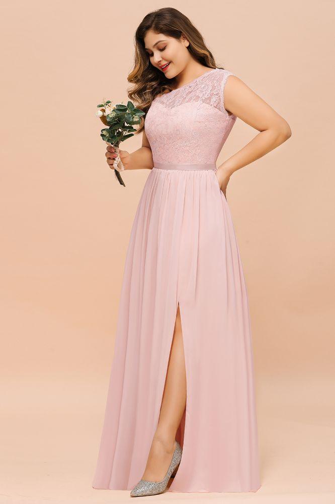 Plus Size Sleeveless aline Bridesmaid Dress Long Side Split Wedding Party Dress - Image 7
