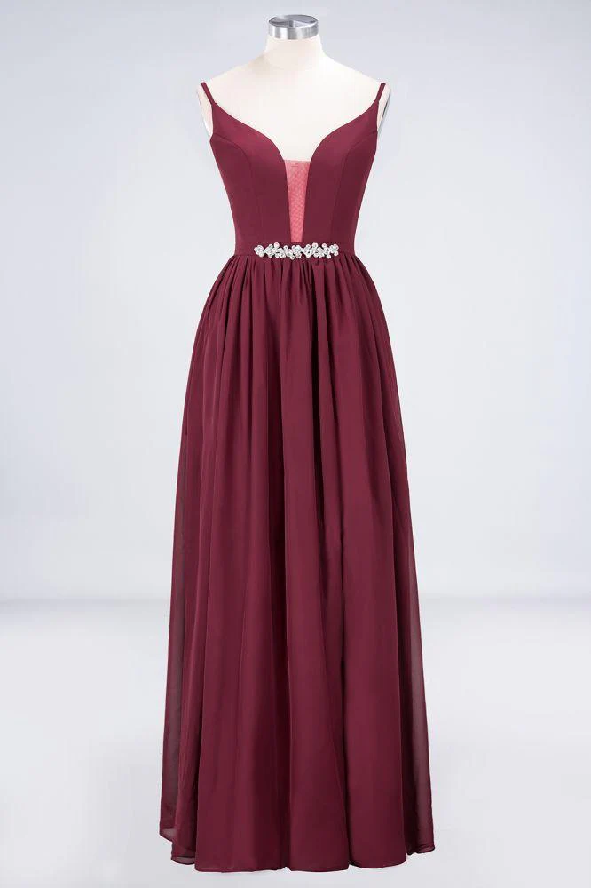 Sexy Double Deep V-Neck Ruffles Sleeveless Bridesmaid Dress Chiffon Side Split Evening Party Dress - Image 9