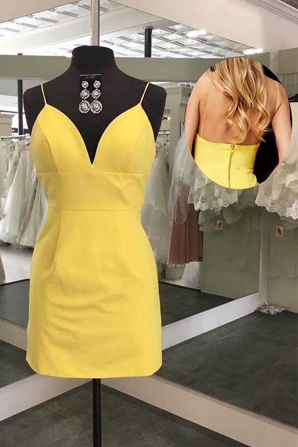 Simple Sheath V Neck Straps Red Mini Party Dress Homecoming Dress - Image 3