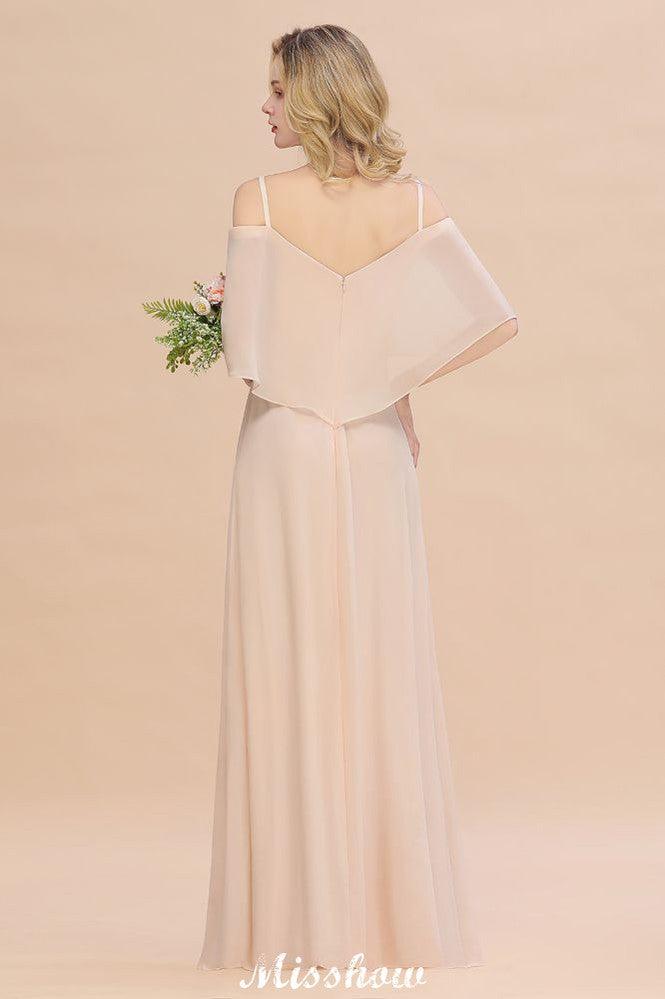 Simple Spaghetti Straps Tiered Bridesmaid Dresses | Side Slit A-Line Sleeveless Evening Maxi Dresses - Image 2
