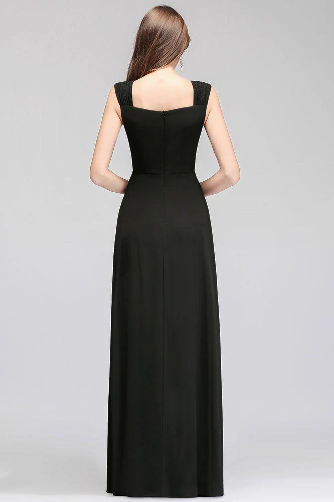 Sleeveless Ruffled Chiffon Black Bridesmaid Dresses - Image 2