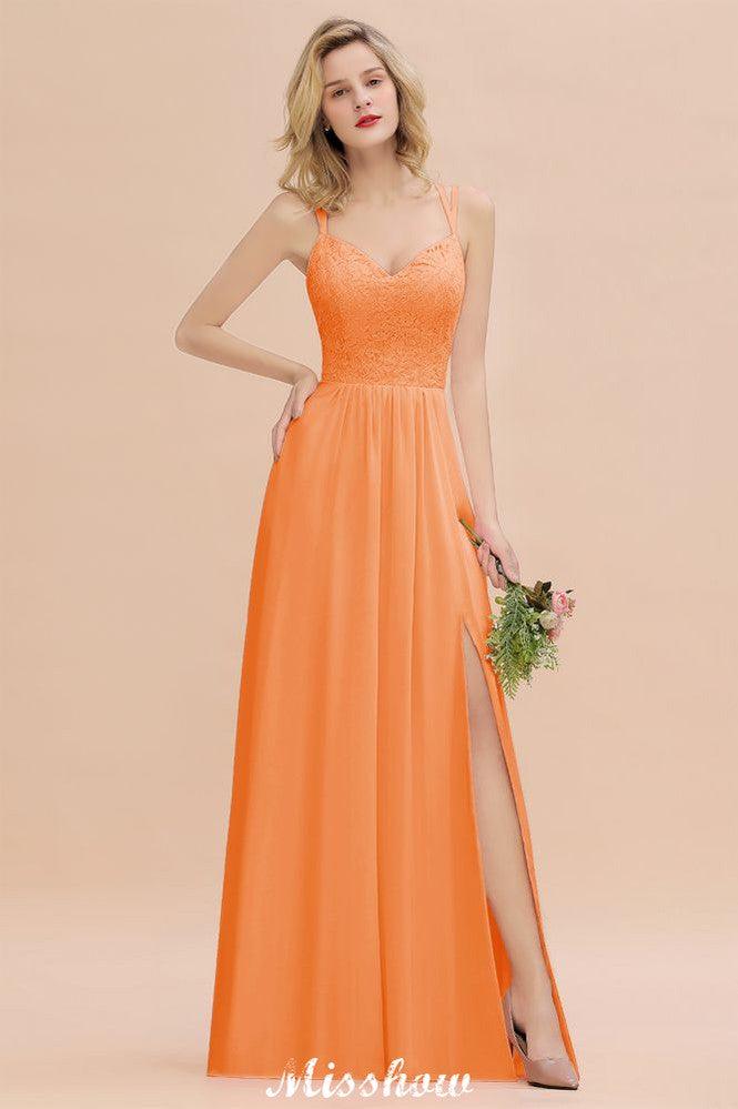 Spaghetti Slim Side Split Bridesmaid Dress Sky Blue V-Neck Wedding Party Dress - Image 15