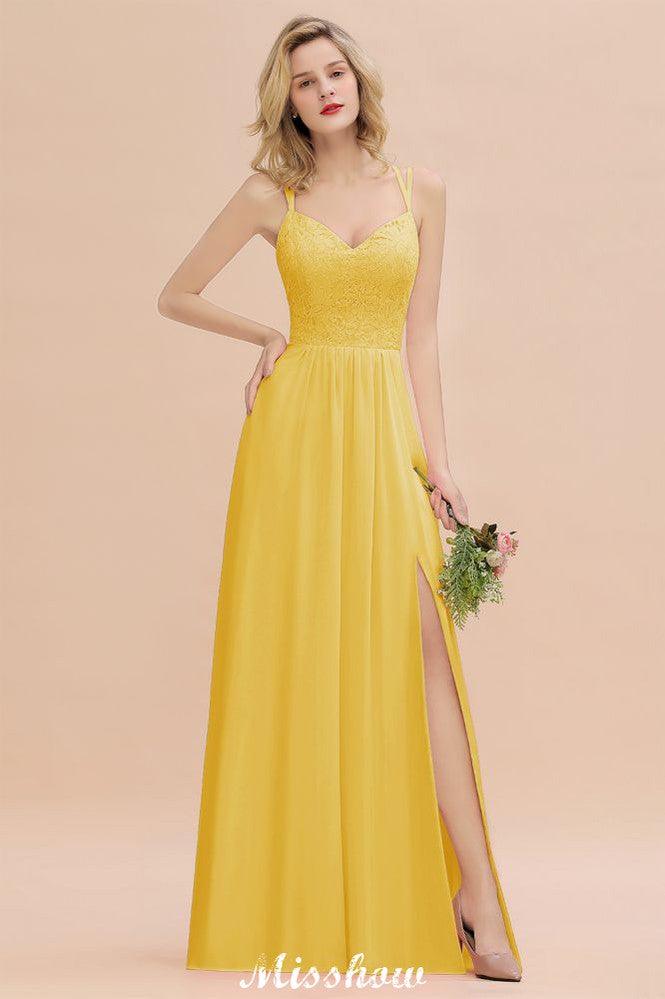 Spaghetti Slim Side Split Bridesmaid Dress Sky Blue V-Neck Wedding Party Dress - Image 17