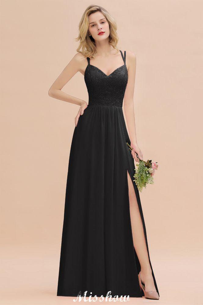 Spaghetti Slim Side Split Bridesmaid Dress Sky Blue V-Neck Wedding Party Dress - Image 29