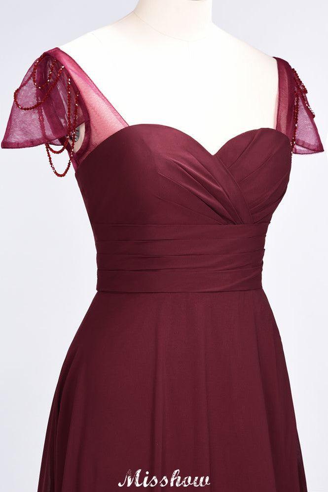 Sweetheart Cap-Sleeves Ruffle Floor-Length Bridesmaid Dress with Beadings Moher if the Bride Dresses - Image 5